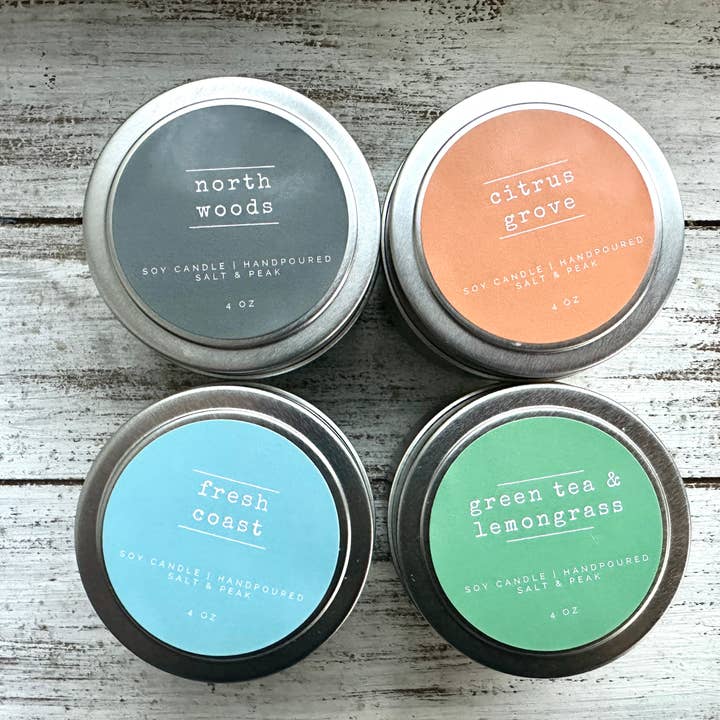 Salt & Peak - Wholesale Travel candles - Soy Candle, 4 oz Travel Tin, Travel Candle9