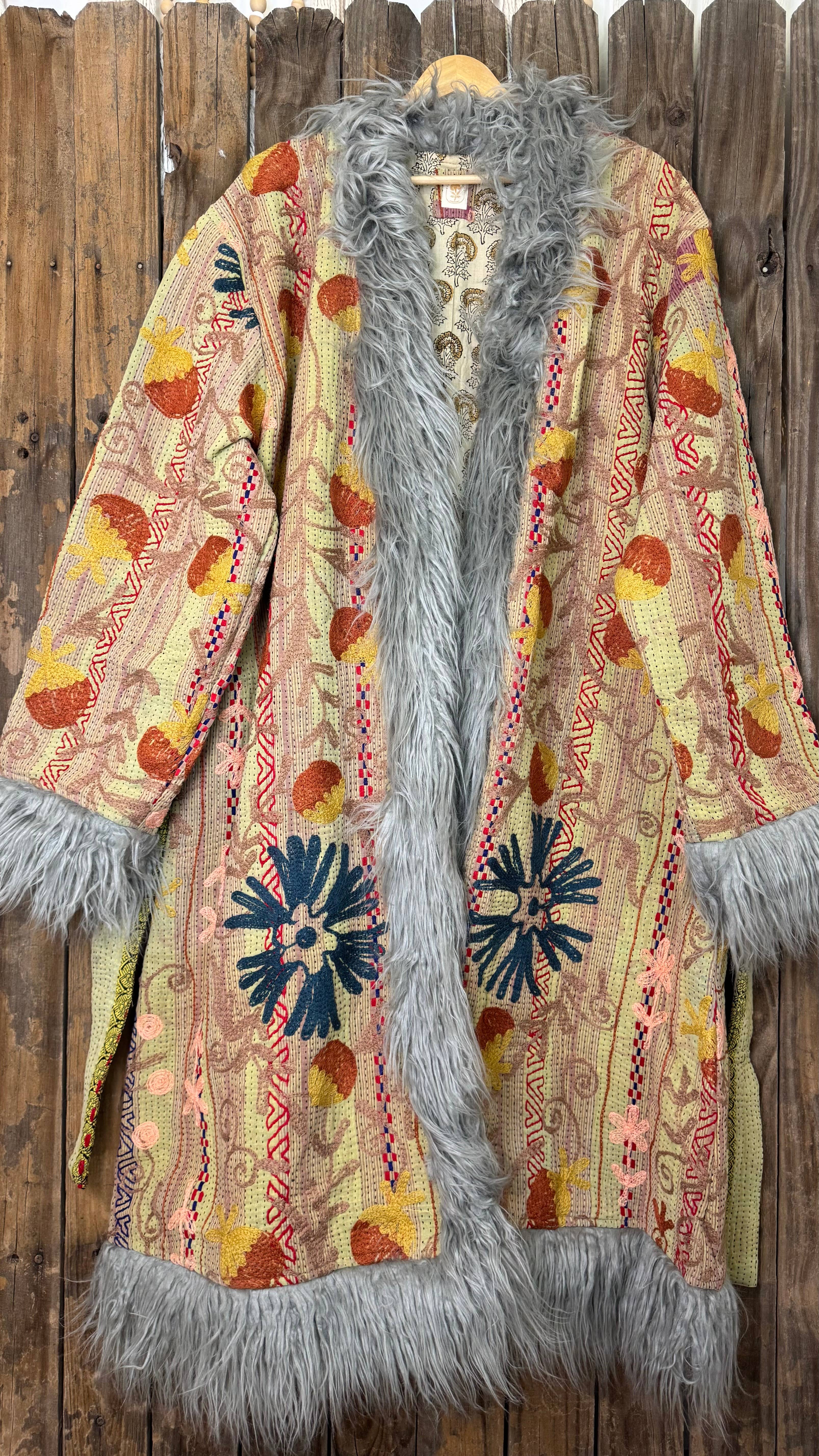 Wylder Trading Company - Wholesale Fur/Faux Fur Coat - Women's - Canyon Bloom Coat 015 (Long-Length) | Penny Lane Style Boho