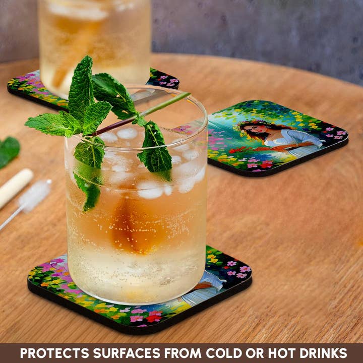 3dRose - Wholesale Coasters - 3dRose, Pretty Young Woman In The Garden With A Book In Her Hands Gift, Coaster9