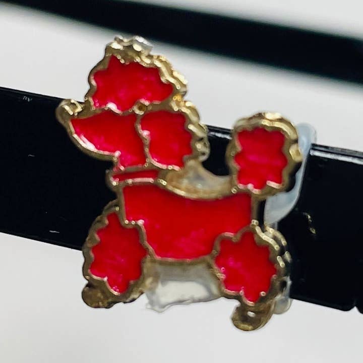 Cão Caniche Vermelho Banhado a Ouro Esmalte EyeDeco por atacado de Cork and Charm