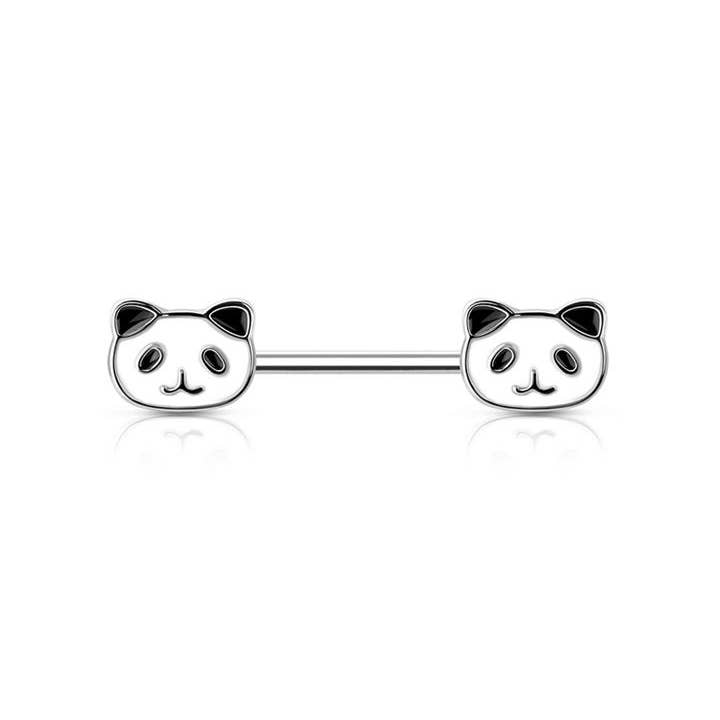 CRAVE BODY JEWELRY - Wholesale Nipple Ring - CUTE ENAMEL PANDA 316L SURGICAL STEEL NIPPLE BAR (ANIMAL)