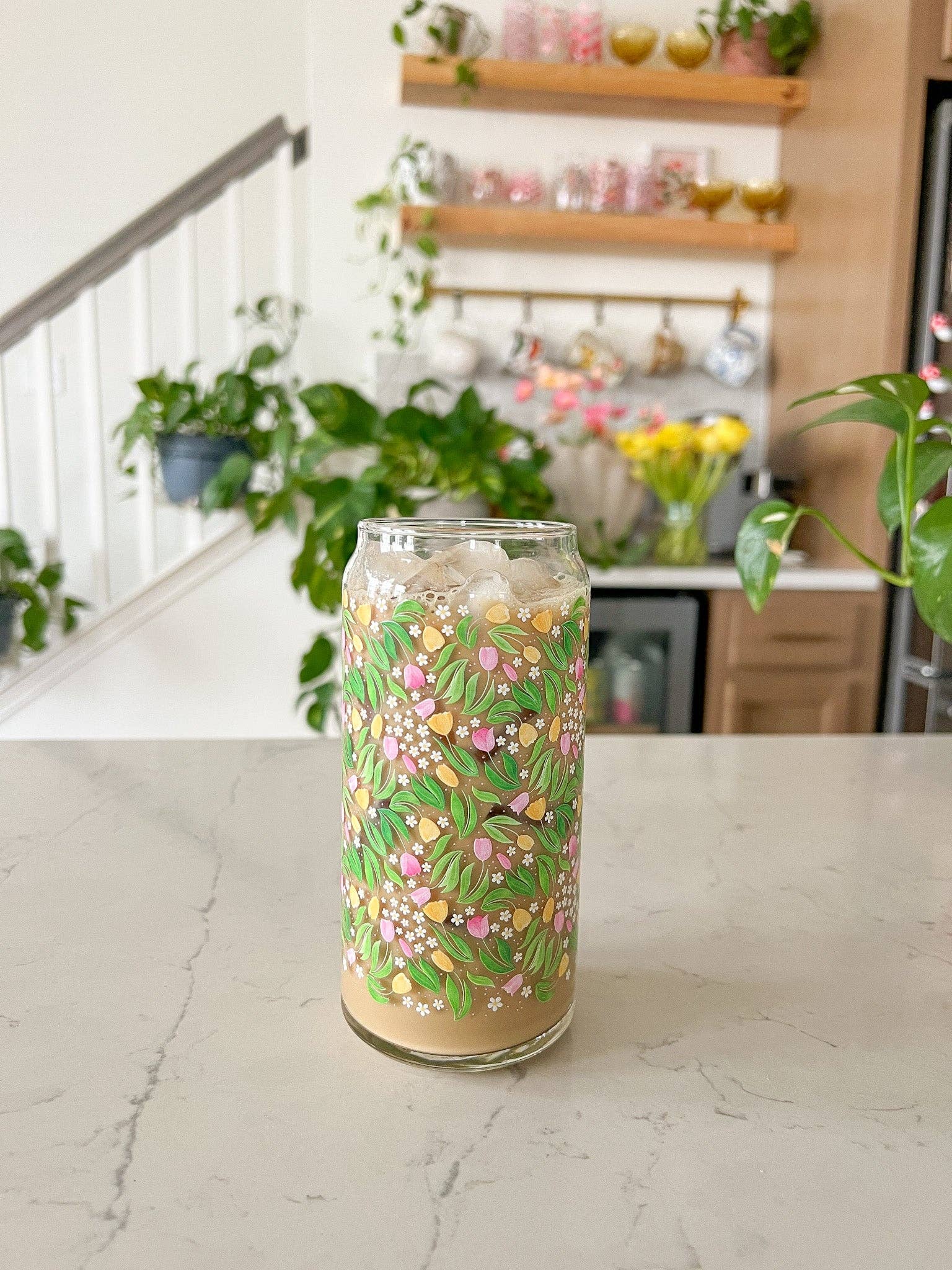 Hart and Flora Shop - Wholesale Drinking Glass/Cup - 20oz Spring Tulips Glass1