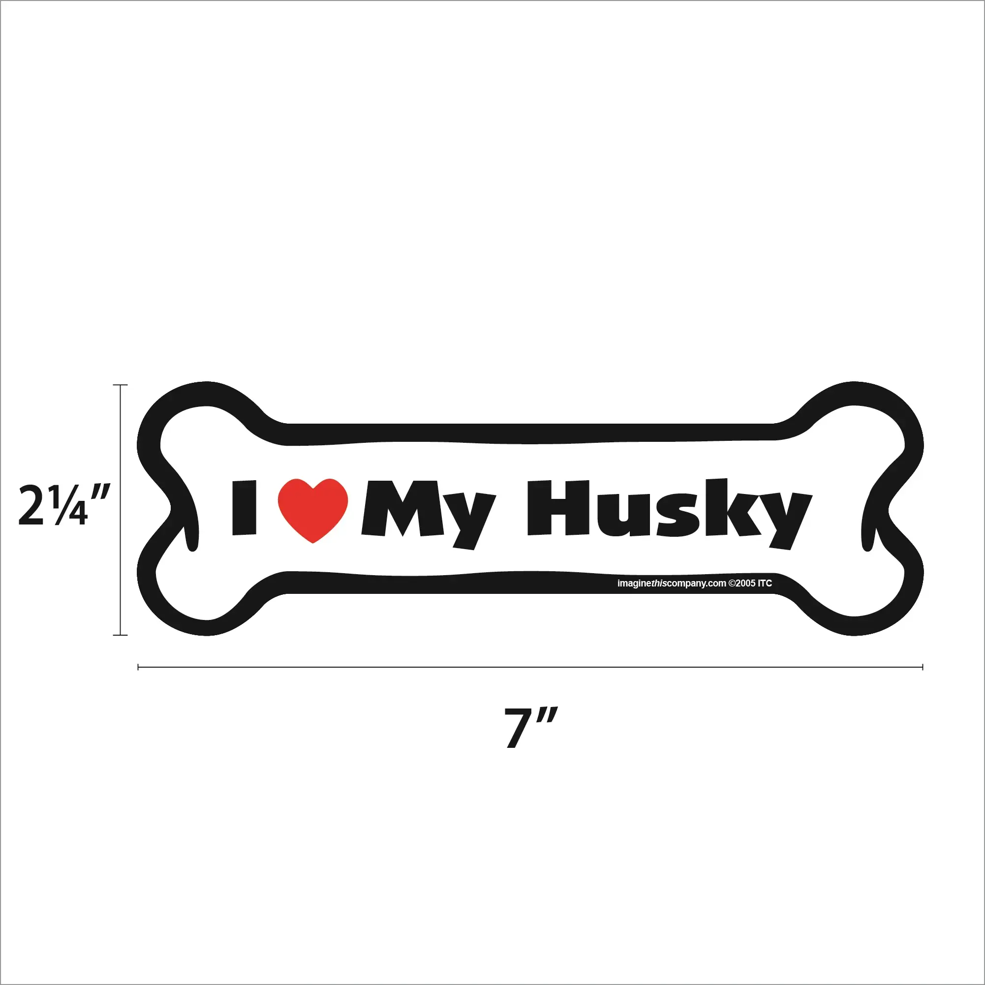 Imagine This Company - Vente Aimants - Aimant pour voiture « I Love My Husky » * Bone1