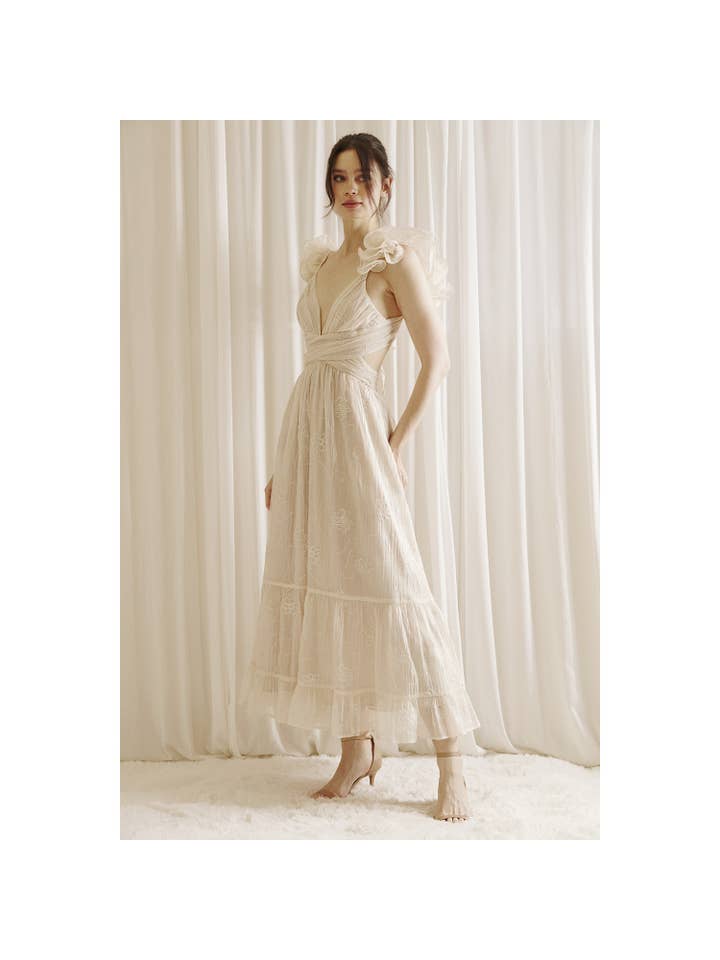 STORIA - Wholesale Dress - Women's - LD2163- Monochromatic Embroidered Maxi Dress