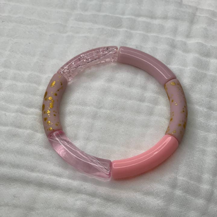 Manacreations - Wholesale Beaded Bracelet - Elastic bangle bracelets in pink and mauve tones3