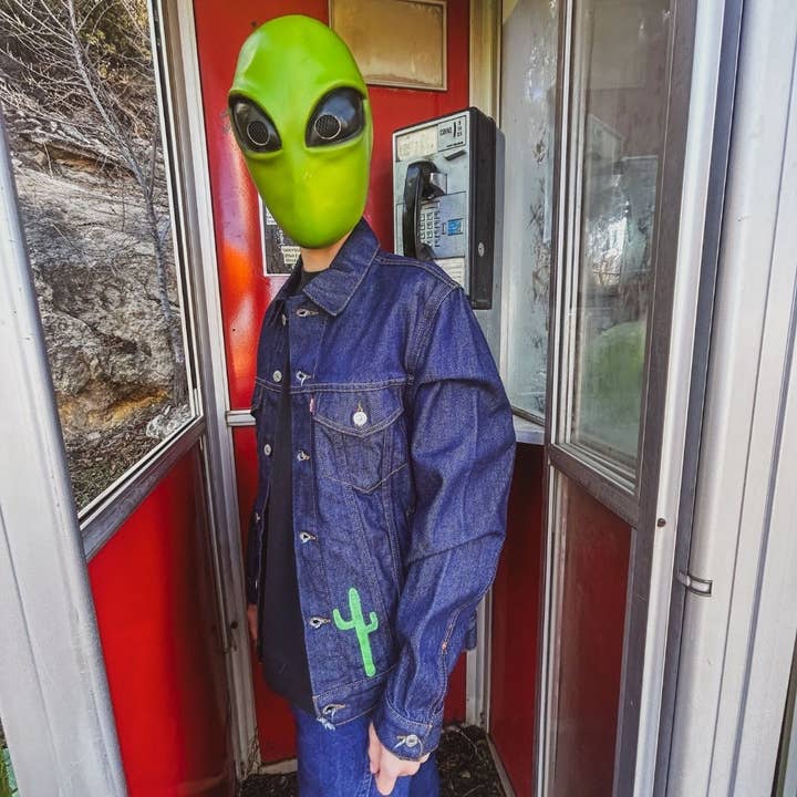 Hand-Painted UFO Denim Jacket – One-of-a-Kind | Handmade in Arizona for wholesale by The Modern Alien
