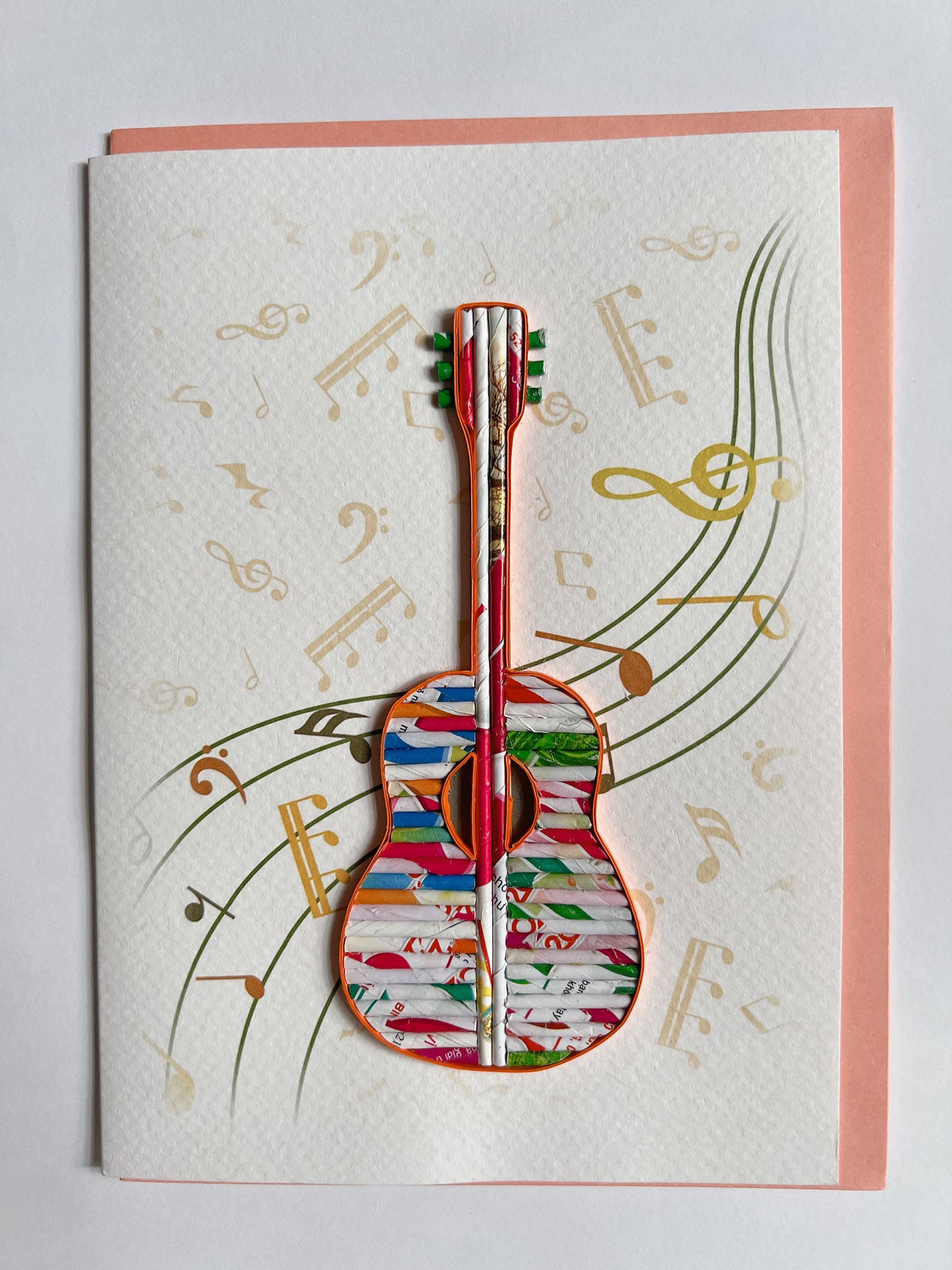 Loving Nature - Vendita all'ingrosso Biglietti di auguri generici - Biglietto per chitarra arrotolato realizzato a mano da Recycled6