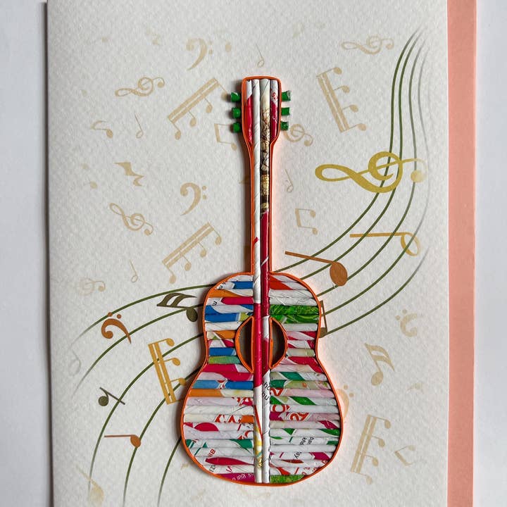 Loving Nature - Vendita all'ingrosso Biglietti di auguri generici - Biglietto per chitarra arrotolato realizzato a mano da Recycled6