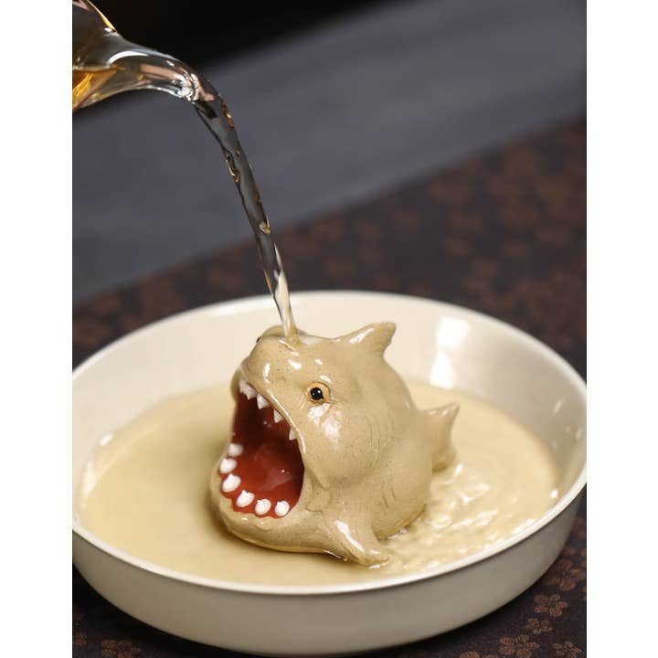 Gohobi (We cover U.S. import duties) - Vendita all'ingrosso Statuette decorative - Gohobi, decorazione da tè in ceramica fatta a mano in argilla YiXing, motivo: squalo18