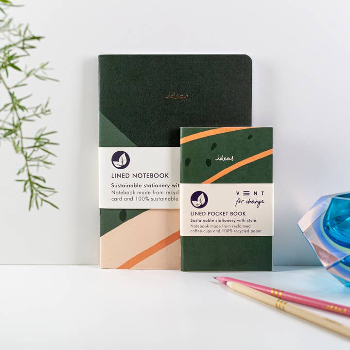 VENT for Change - Wholesale Notebook - Notebook A5 Recycled & Sustainable Lined Paper Ideas - Green