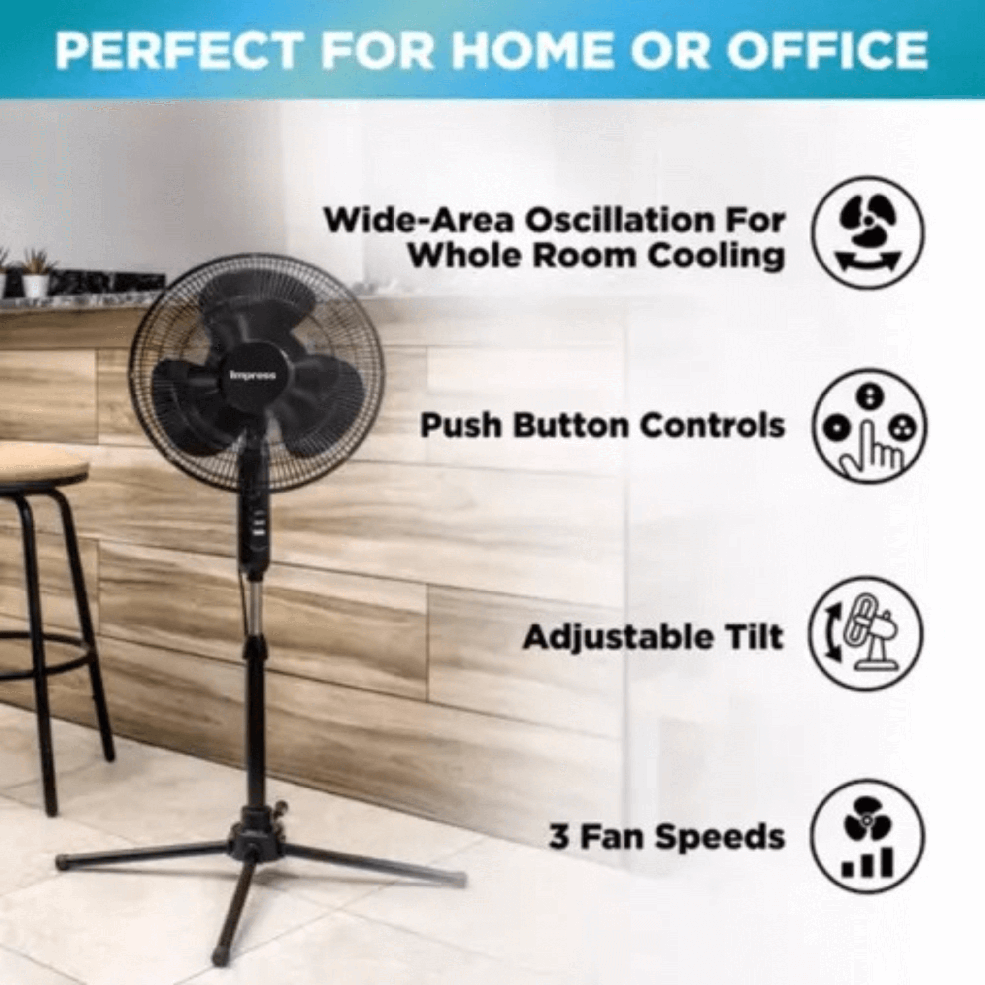 JupiterGear Home – wholesale Electric fan – Impress Easy-Assemble 3-Speed 16-Inch Stand Floor Fan 5