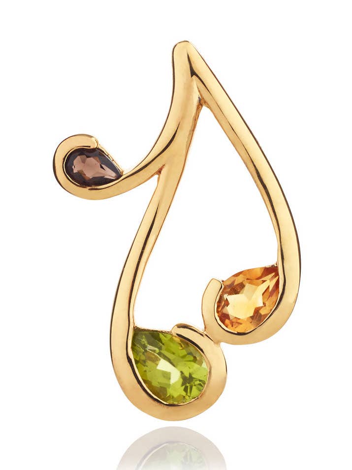 Tana guld hänge med Peridot, Citrin och Rökig Quartz för wholesale av Manja