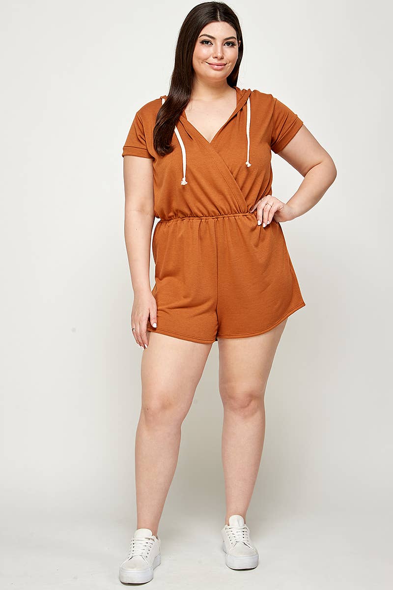 Haute Fox Plus Size & Contemporary - Wholesale Romper - Women's - Plus Size Hoodie Romper French Terry - KY17816-RP4