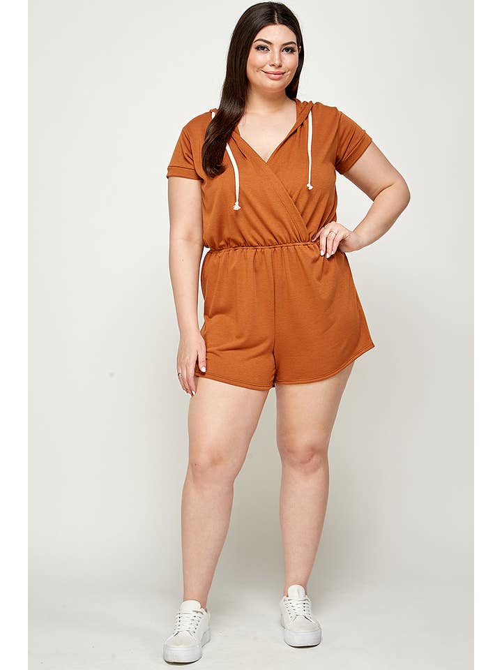 Haute Fox Plus Size & Contemporary - Wholesale Romper - Women's - Plus Size Hoodie Romper French Terry - KY17816-RP4