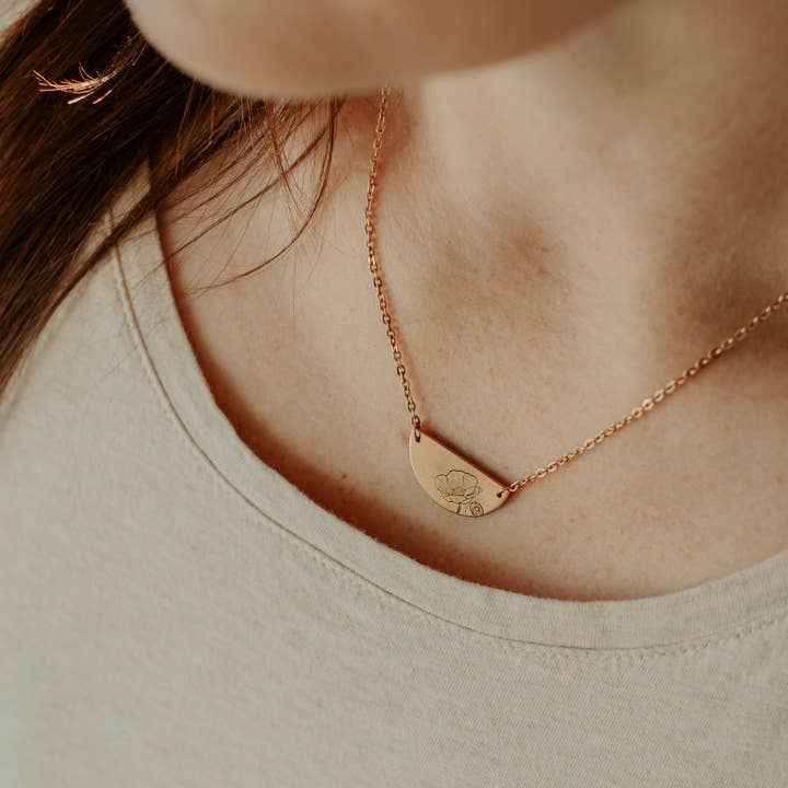 JOY IN THE MORNING - Wholesale Pendant/Charm Necklace - Botanical Bison Necklace, Buffalo, Hand Stamped Necklace6