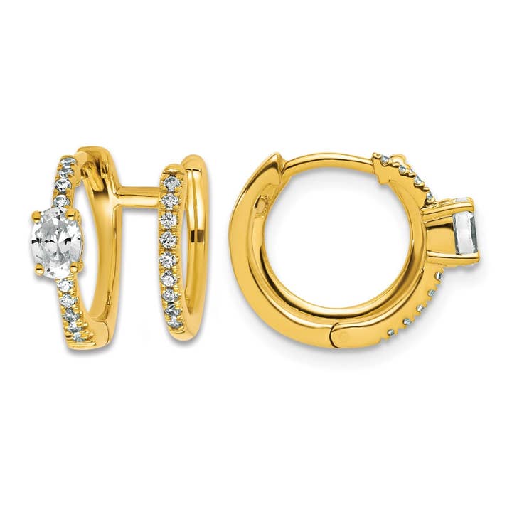 Lab Grown Diamond Hinged Hoop 14K Yellow Gold Earrings for wholesale by Fine Diamond