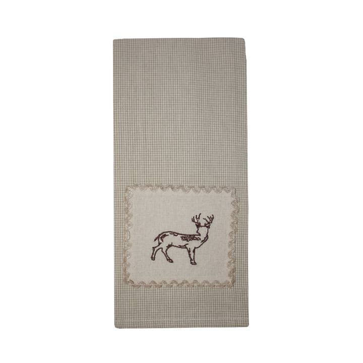 Hounds Tooth Deer Kitchen Towel for wholesale by Michaelian Home/India Overseas Traders, Inc.