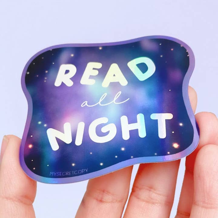 Pegatina holográfica Leer toda la noche para venta al por mayor de My Secret Copy