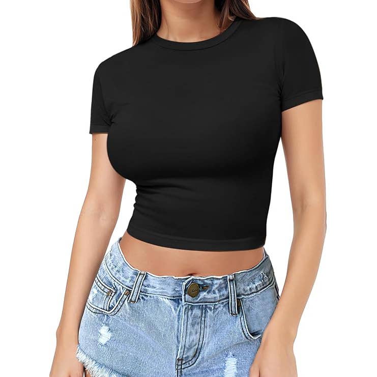 Rosa Clothing - Wholesale T-Shirt - Women's - Classic Fitted Short Sleeve Crop T-Shirt 11 Colors10