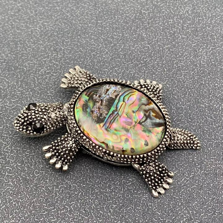 Mio Queena - Wholesale Brooch - Abalone Turtle Shell Silver Tone Brooch1