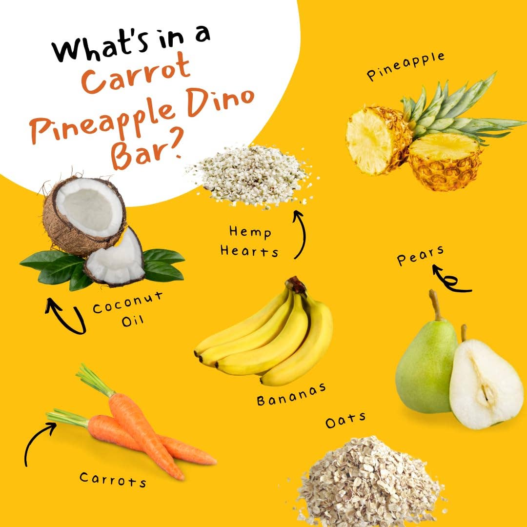 DINO BARS - Wholesale Snack Bar - DINO BARS Pineapple Carrot Bar | Retail Pack | 10 Unit4