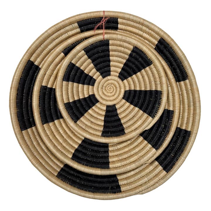 Global Crafts - Wholesale Basket - African Rwanda Baskets Home & Wall Decor-Set/3 Earth Tones, Set of 3