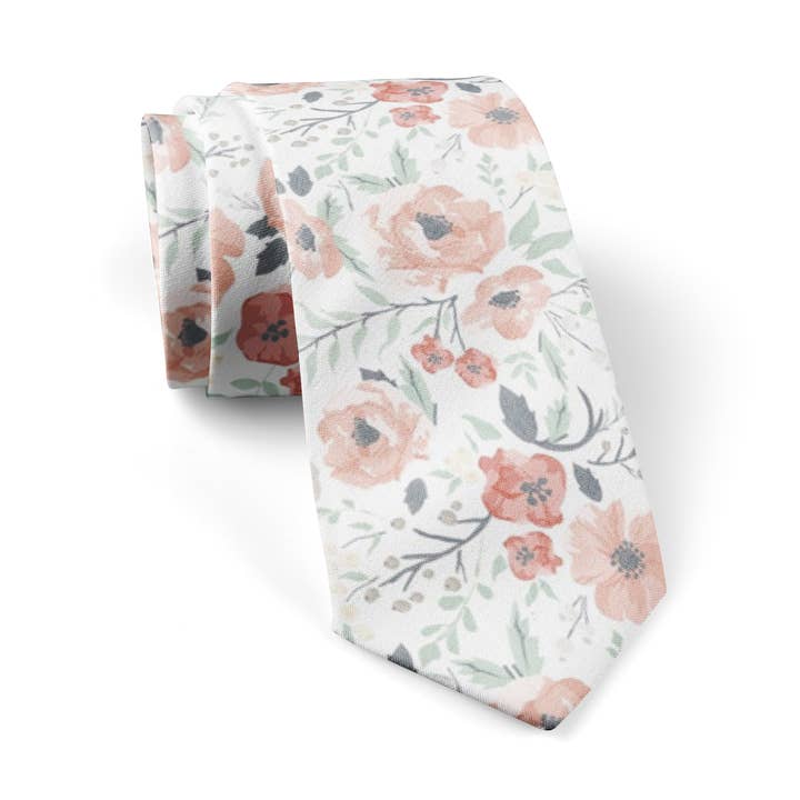 Birch Craft & Co. – Gravata - Homem por atacado – O Gravata 'Cora'/Blush e Coral Floral Decote0