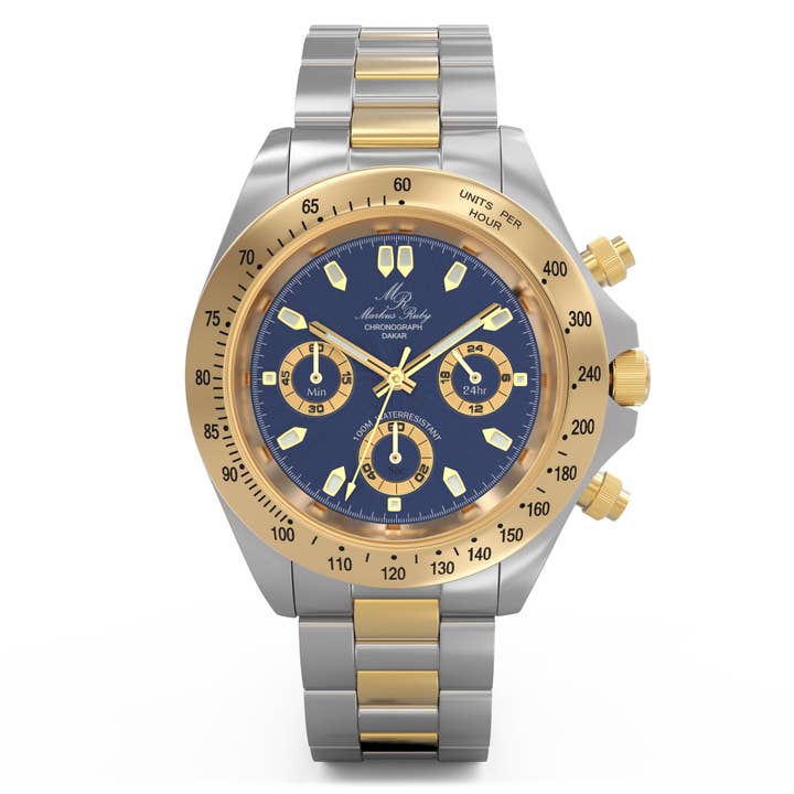 Markus Ruby - Wholesale Wrist Watch - Men's - Dakar Chronograph in Two-Tone Stainless Steel