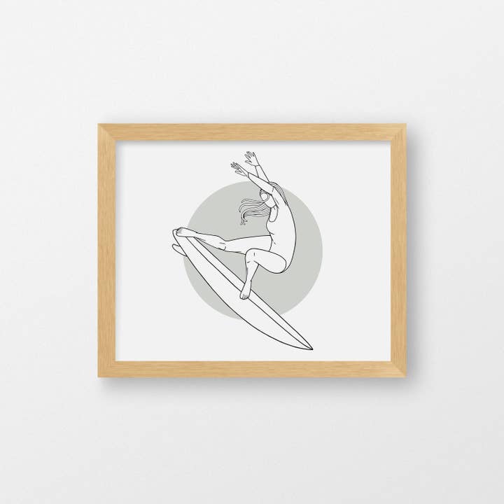"Tail Slide", Surf Art Print for wholesale by Meg Jacovino - Thoughtfully Hand Drawn