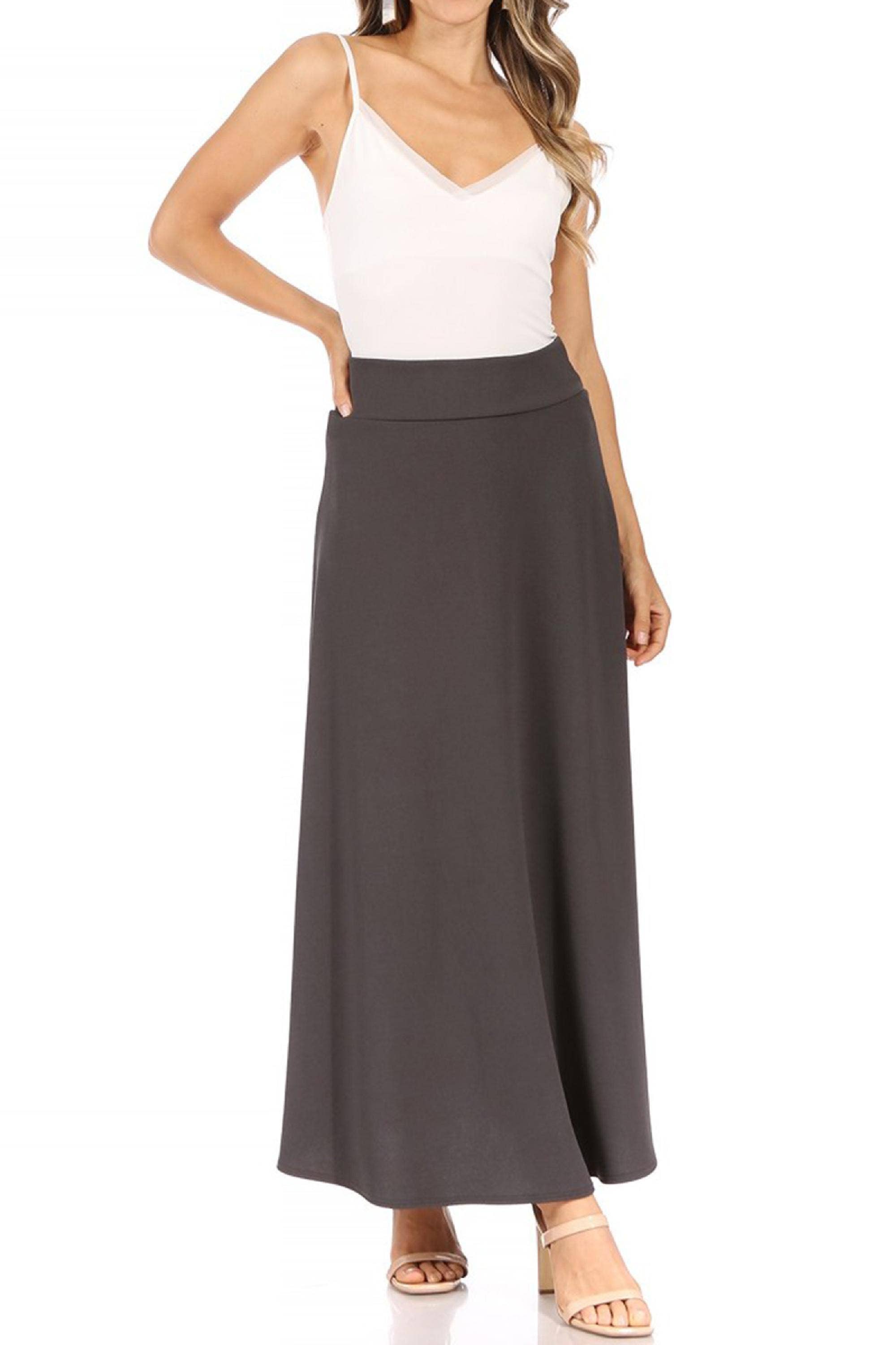 MOA COLLECTION - Wholesale Skirt - Women's - Women's Casual Solid Flare A-line Long Skirt8