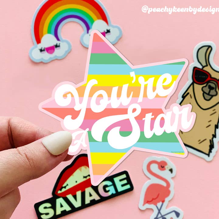 Adesivo in vinile impermeabile «You Are A Star» per la vendita all'ingrosso da parte di Peachy Keen by Design Co