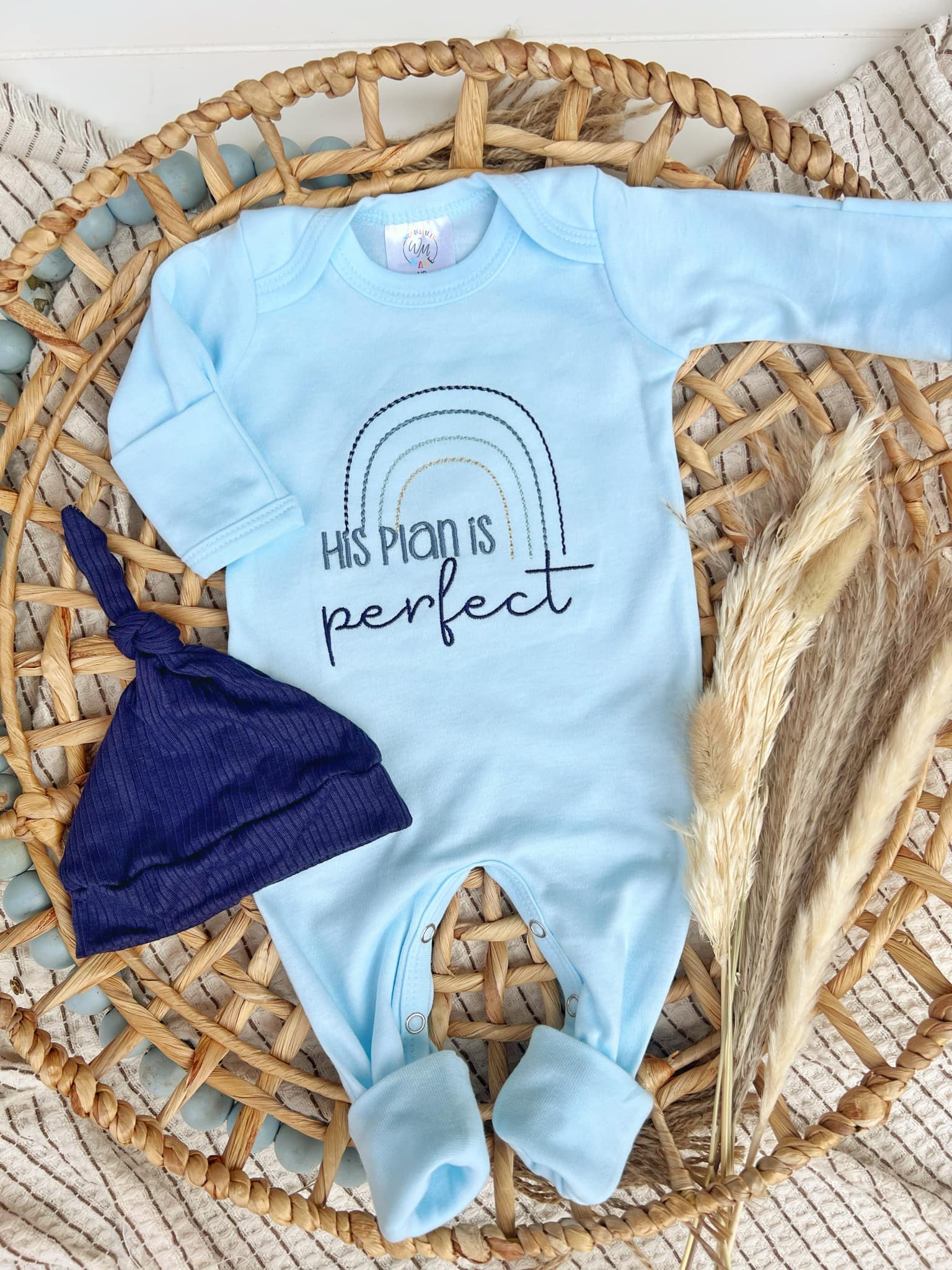 Wonderfully Made - Wholesale Jumpsuit - Baby - Baby Romper | Baby Boy Outfit His Plans Are Perfect Rainbow2
