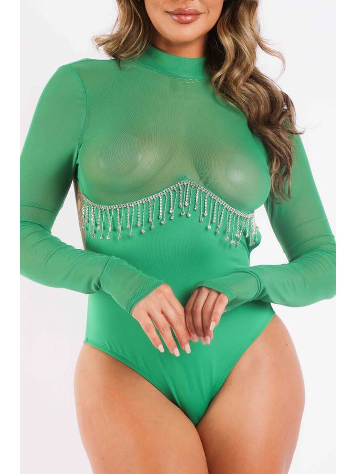 K Too – wholesale Bodysuit - Dam – Strass underboob trimmad bodysuit14