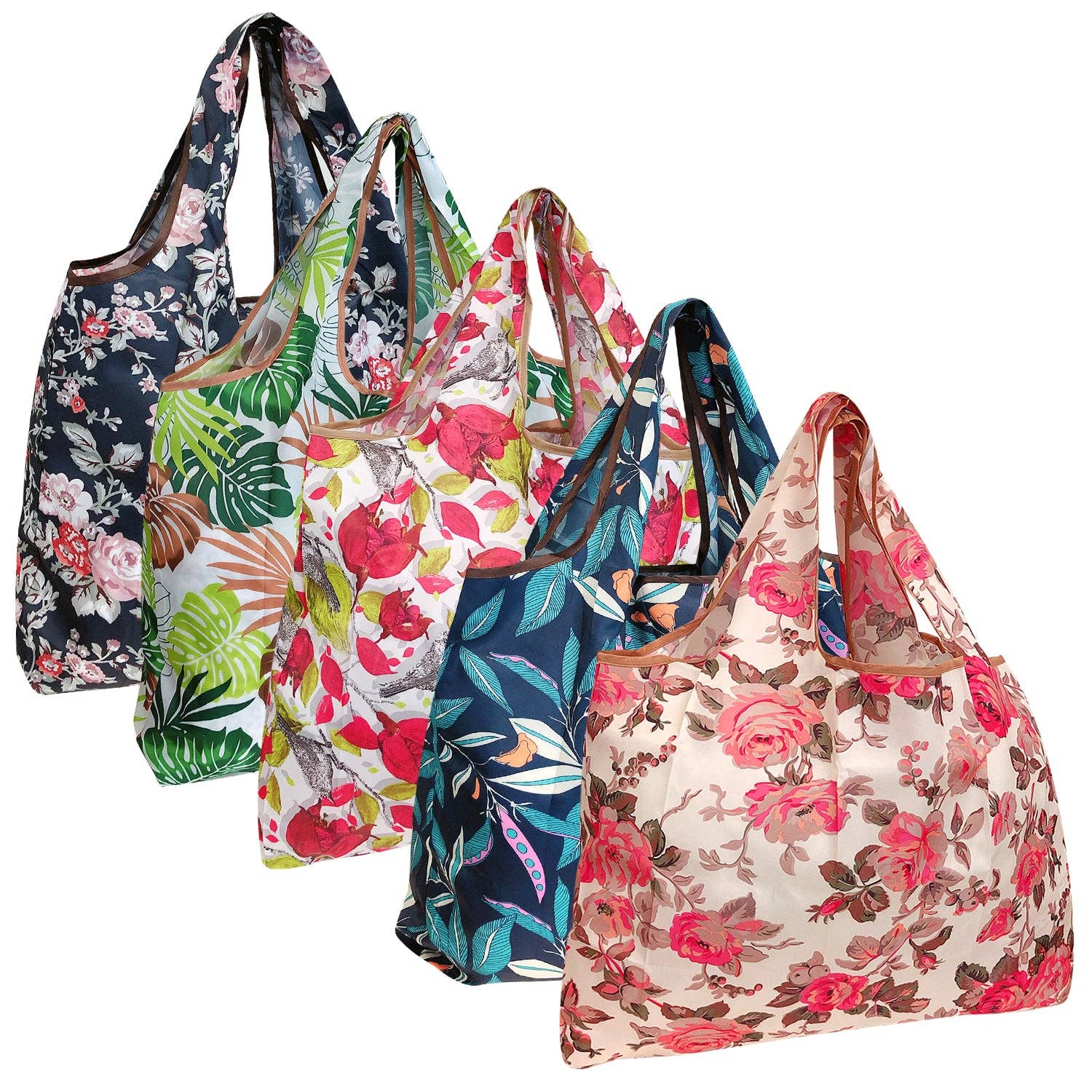 Wrapables.com - Vente Sacs de course/à provisions - Wrapables Lot de 5 grands sacs d'épicerie pliables en nylon6