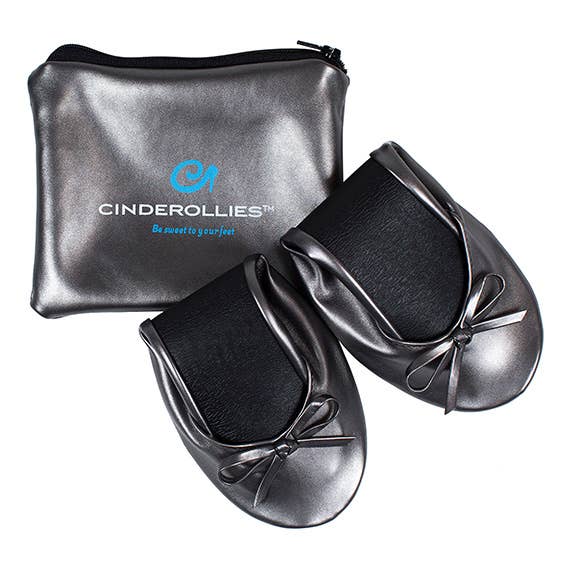 Cinderollies - Wholesale Flats - Women's - Pretty Pewter (Gray) Foldable Ballet Flats for Wedding1