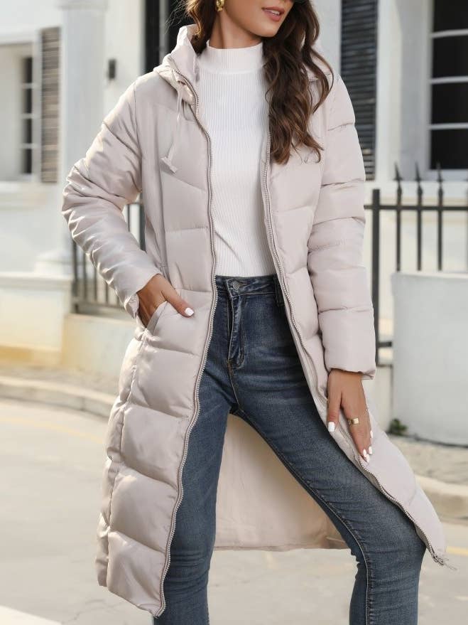 Rosa Clothing - Wholesale Coat - Women's - Women's Winter Warm Long Hooded Puffer Coat with Pockets7