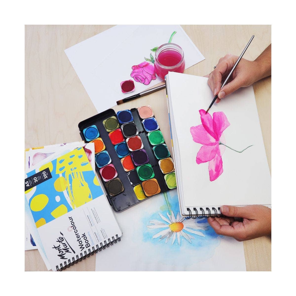 Mont Marte Usa, Inc. - Vente Carnets de croquis - Livre d'aquarelle Discovery A5 (5,8 x 8,3 pouces) 30 feuilles 190 g/m²3