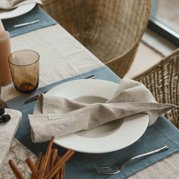 Linen Spells - Wholesale Dinner & Cloth Napkin - Natural Melange Linen Napkin Set Of 2