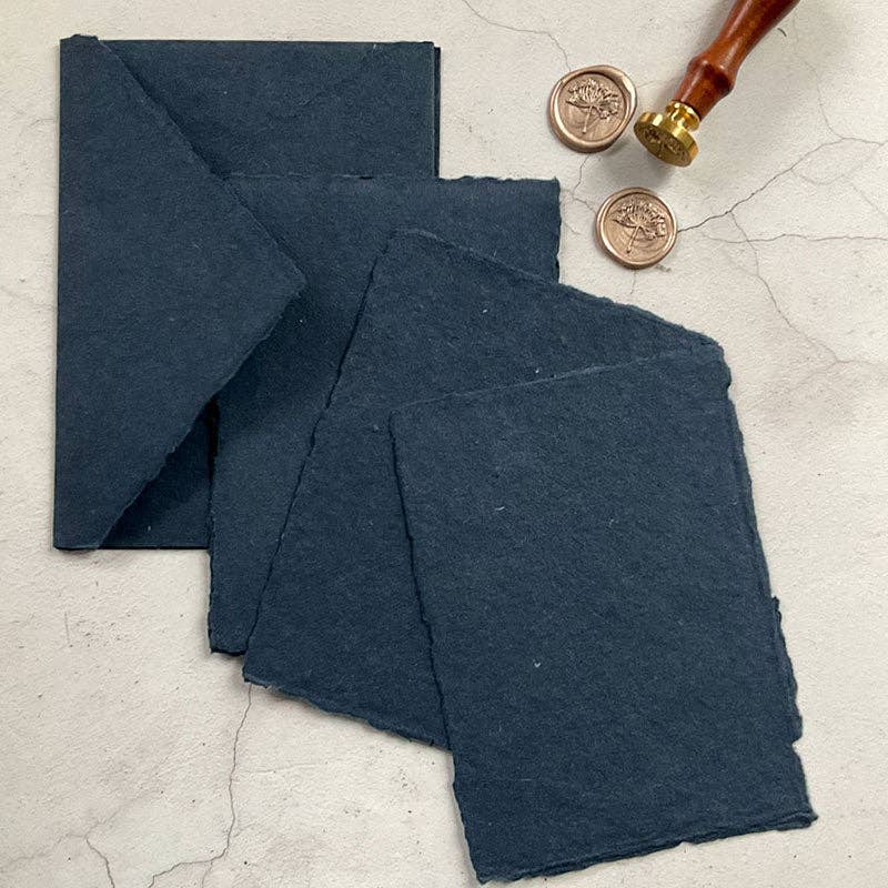 The Natural Paper Company - Wholesale Painting Paper - Navy Handmade Paper | Pack of 5 | Recycled Cotton Rag Paper1