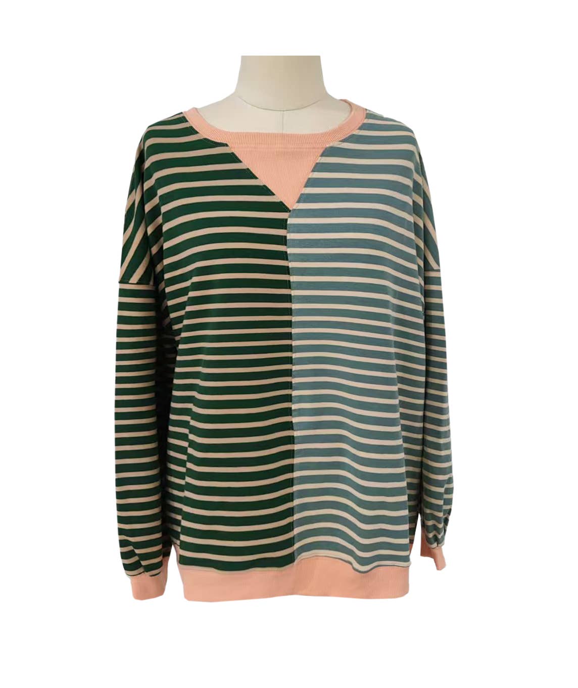 Rosa Clothing - Wholesale Sweatshirt - Women's - Casual Patchwork Contrasting Striped Sweatshirt5