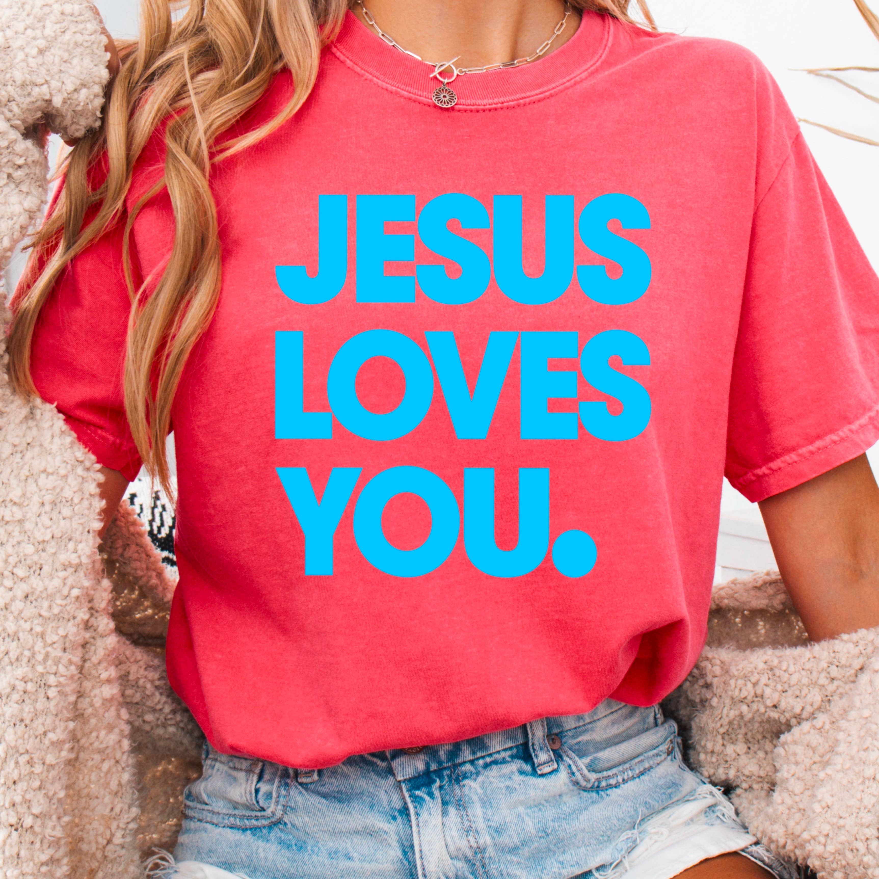 Shoppe SHC - Wholesale Screen Printed T-Shirt - Women's - Jesus Loves You Christian T-Shirt | Comfort Colors2