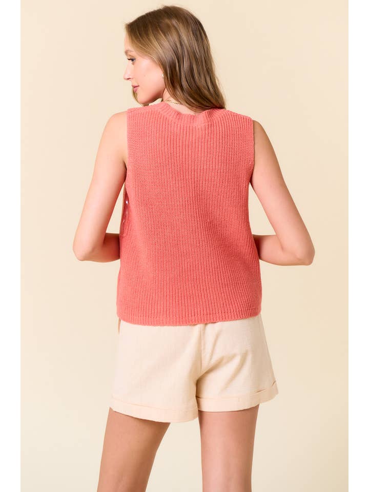 Doe and Rae - Wholesale Knit Sweater - Women's - ROUND NECK SUMMER SWEATER TANK TOP - 44943T-1