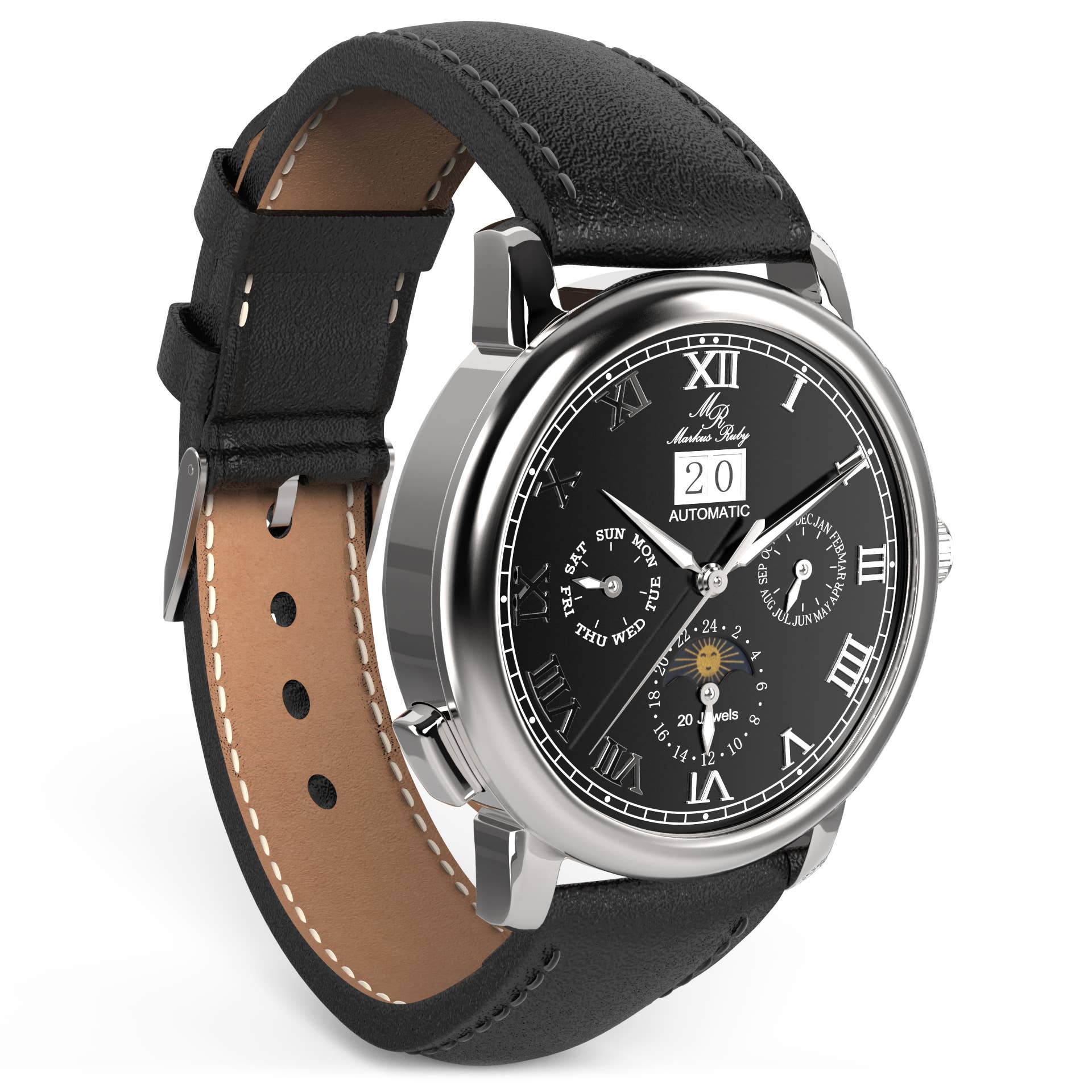 Markus Ruby - Wholesale Polshorloge - Heren - Markus Ruby Moonphase automatisch horloge12