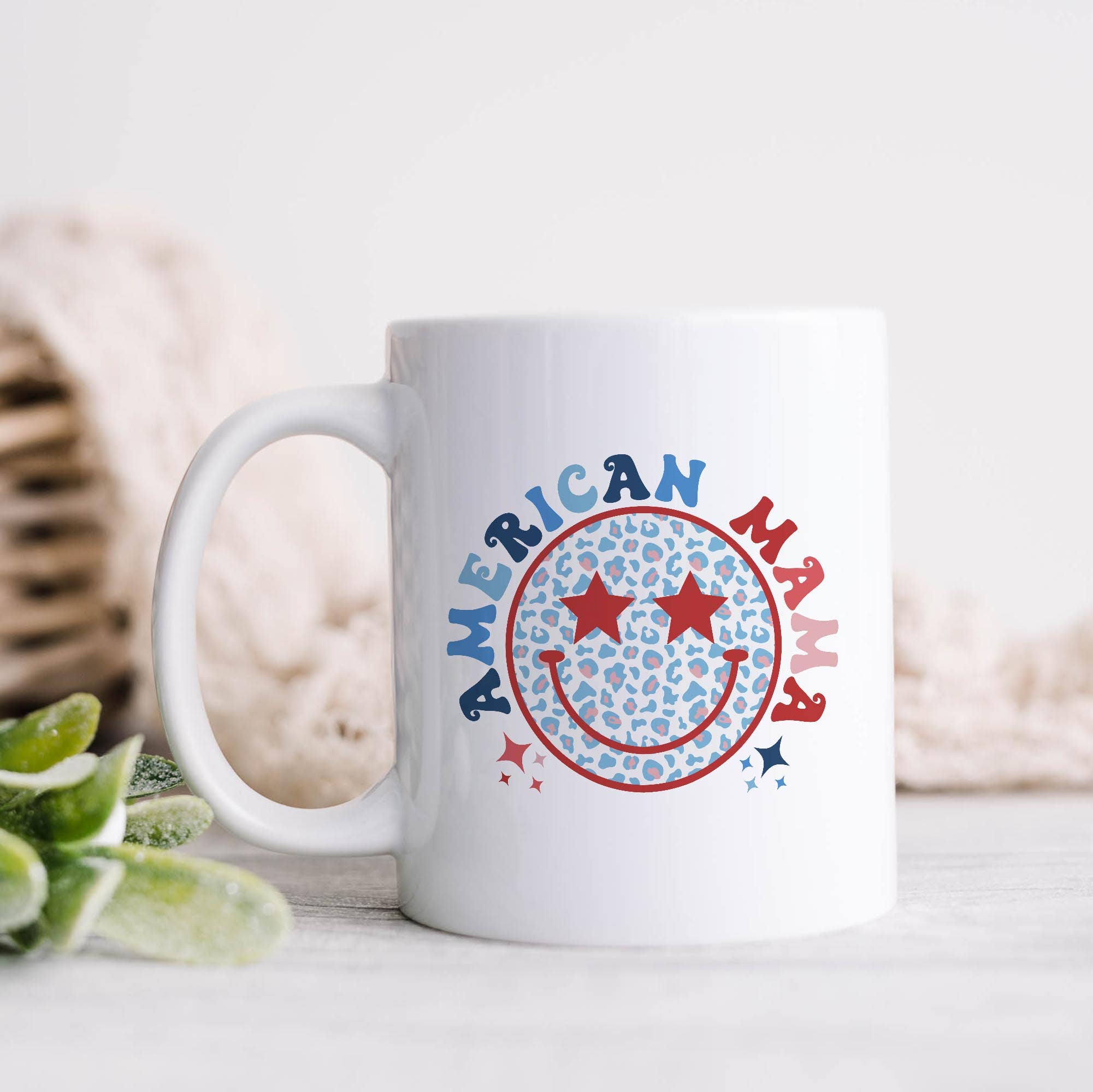 Heart & Willow Prints - Wholesale Coffee mug - American Mama Mug, Patriotic Mug, Retro, Smiley Face (Copy)0
