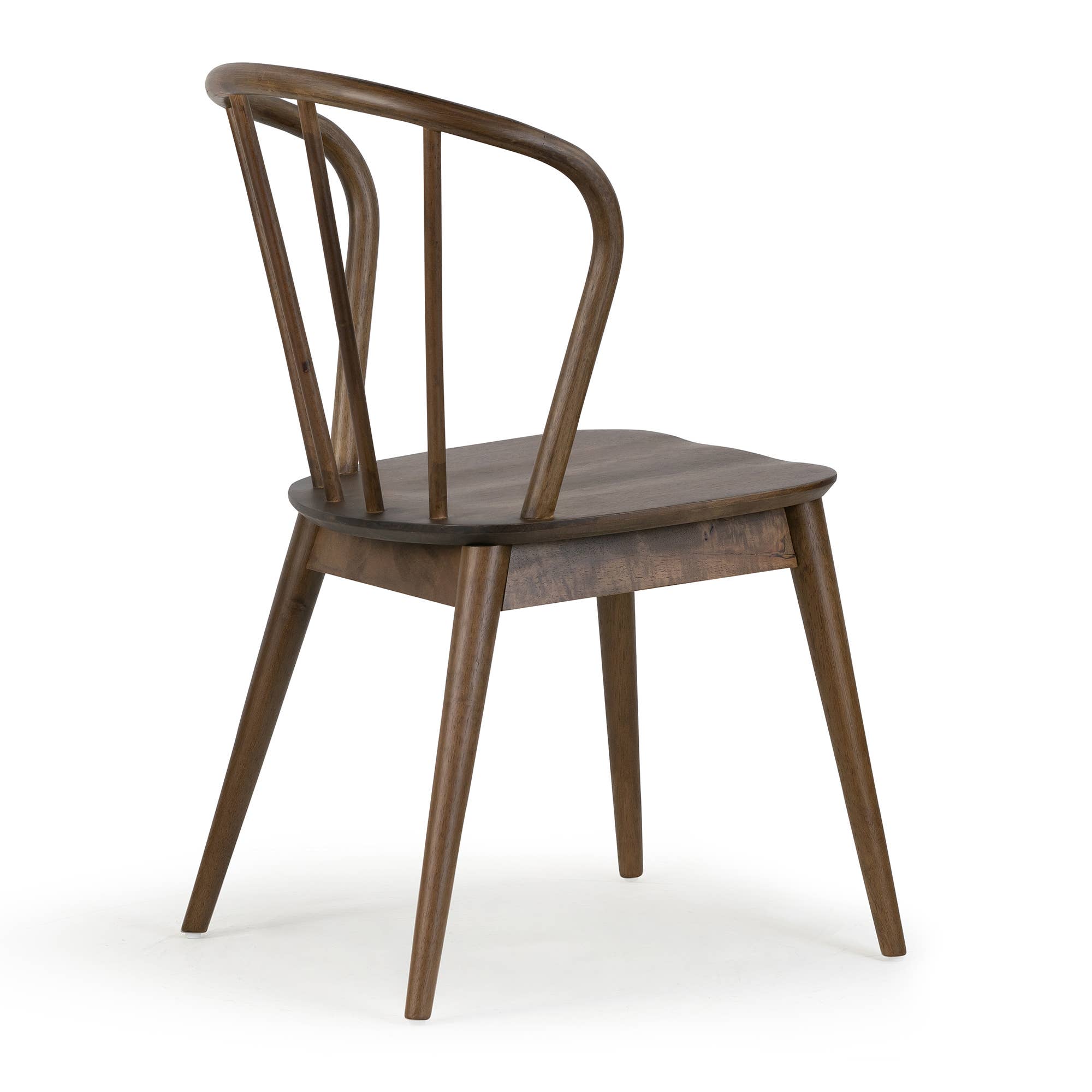 Glamour Home - Vente Chaises - Ensemble de 2 chaises de salle à manger Windsor en bois d'hévéa noyer azur6