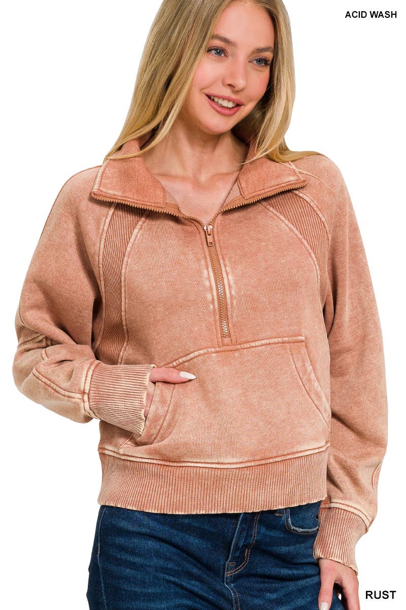 42POPS - Wholesale Sweatshirt - Women's - `.Half Zip Cropped Pullover44