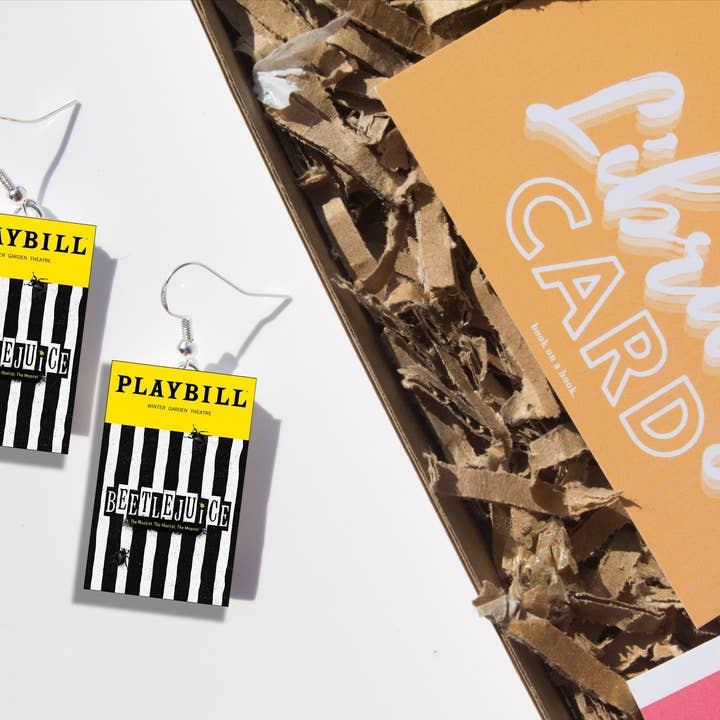 bookonahookco – wholesale Dangle earrings – Beetlejuice | Miniature Playbill
