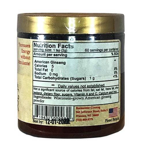 Burmeister Ginseng - Wholesale Protein/Superfood Powder - Pure Ginseng Powder 4.2oz (60 servings)