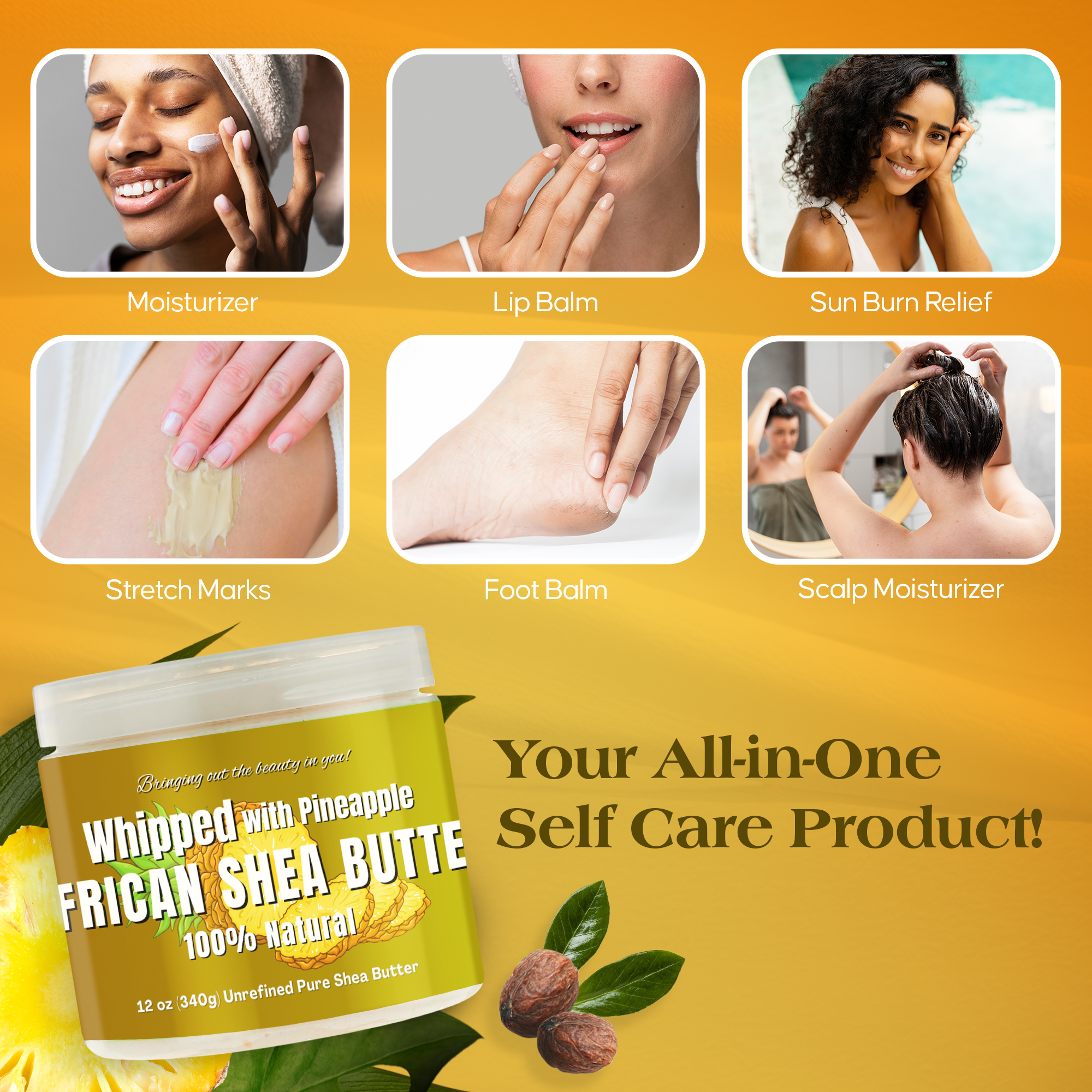 RA Cosmetics - Wholesale Body Balm/Butter - Whipped African Ivory Shea Butter, Pineapple - 12oz6