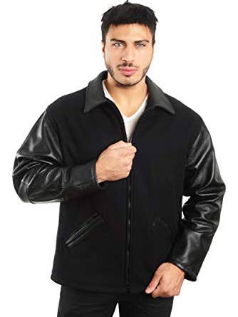 REED Men's Premium Straight Bottom Leather Wool Jacket Made in USA for wholesale by Reed